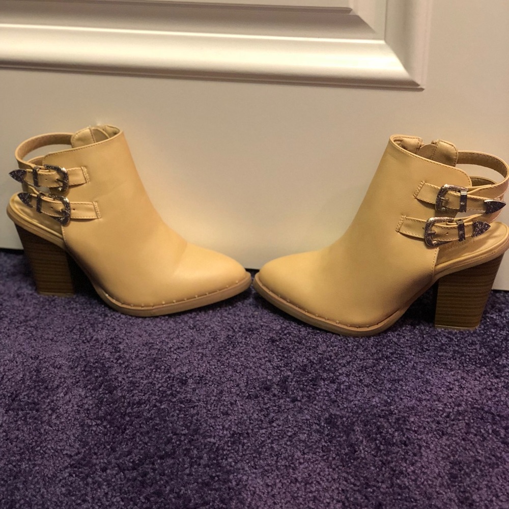Tan leather booties